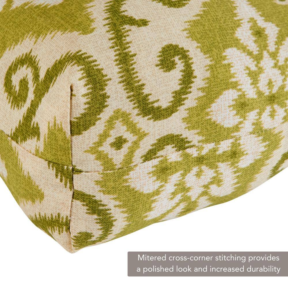 Shoreham Green Ikat Outdoor Reversible Tufted Chair Cushion