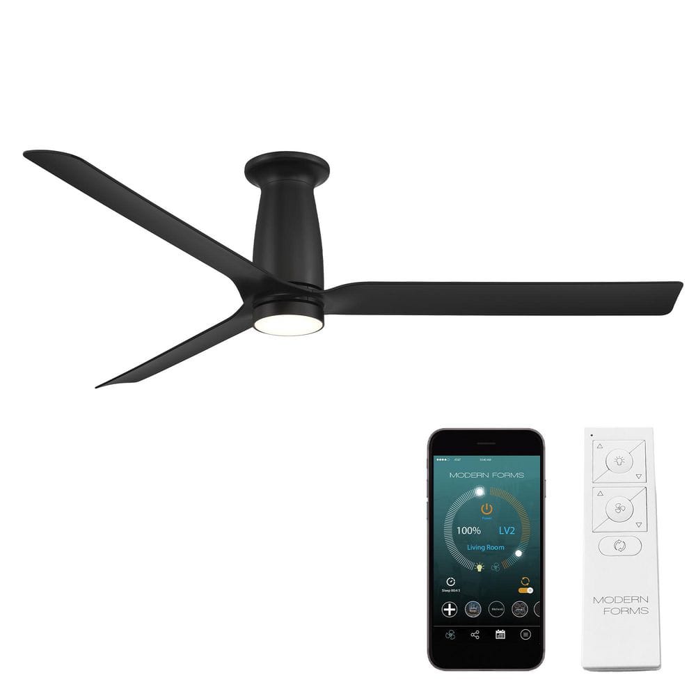 Smooth Flush 52 in. Smart Indoor/Outdoor Matte Black Standard Ceiling Fan Selectable CCT Integrated LED Plus Remote price history on PriceWatchPro