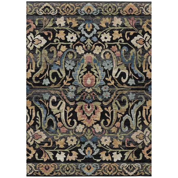 Chantille Machine Washable Indoor/Outdoor Abstract ACN2193 Black 9 ft. x 12 ft. Area Rug