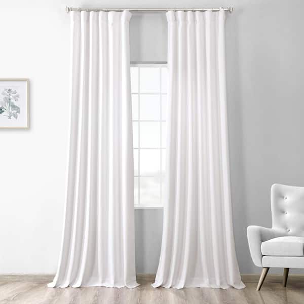 Exclusive Fabrics & Furnishings Snow White Solid Room Darkening Curtain - 50 in. W x 96 in. L Rod Pocket with Back Tab Single Window Panel