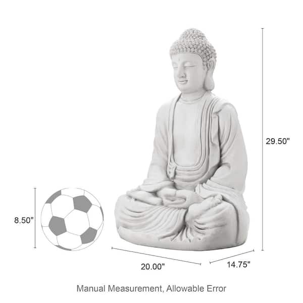 Glitzhome 29.5 in. H Oversized MGO White Meditating Buddha Statue