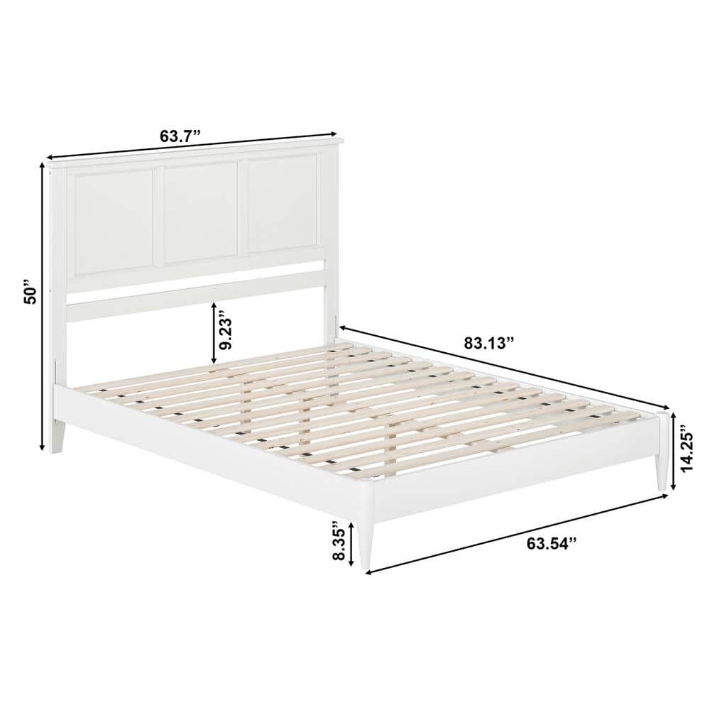 Charlotte White Solid Wood Queen Platform Bed with Headboard