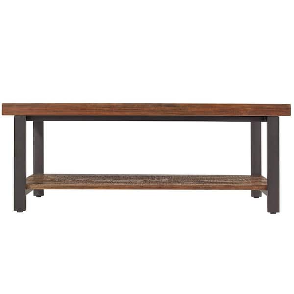 HomeSullivan Buckner 48 in. Brown Large Rectangle Wood Coffee Table with Storage