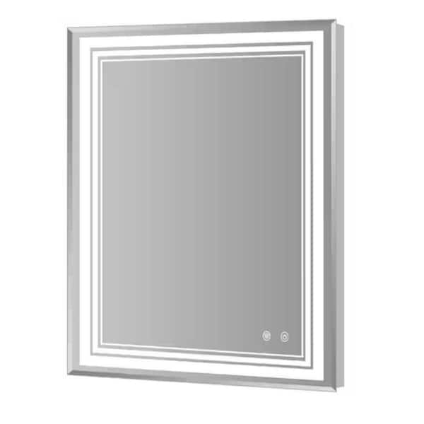 Unbranded Hot Selling 32 in. W x 24 in.H Rectangular Frame Anti-Fog Lighted Front Warm Light Wall Mounted Bathroom Vanity Mirror