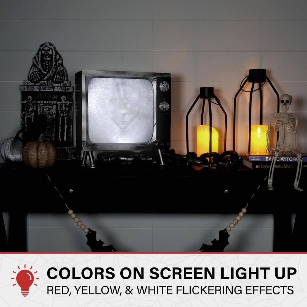 Haunted Hill Farm 12" Motion-Activated Haunted TV with LED Lights