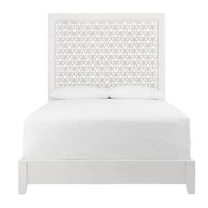 Hallie Carved Whitewash Queen Bed with Frame