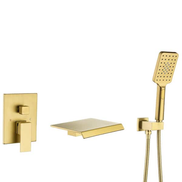 Staykiwi Single Handle 3 -Spray Patterns Shower Faucet 2.5 GPM with Pressure Balance Anti Scald in Brushed Gold