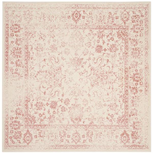 SAFAVIEH Adirondack Ivory/Rose 6 ft. x 6 ft. Border Distressed Square Area Rug