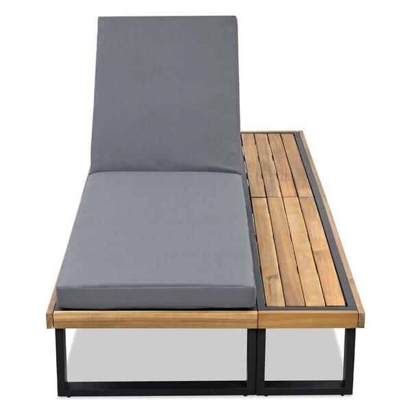 Metal Outdoor Patio Chaise Lounge Chair with Adjustable Backrest