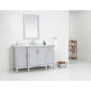Sassy 60 in. W x 22 in. D Vanity in Dove Gray with Marble Vanity Top in White with White Sink