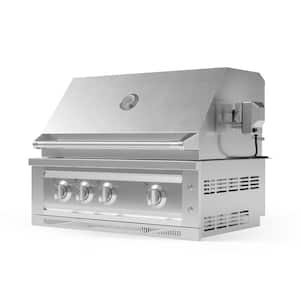 33 in. Outdoor Kitchen 4-Burner Natural Gas Platinum Grill in Stainless Steel