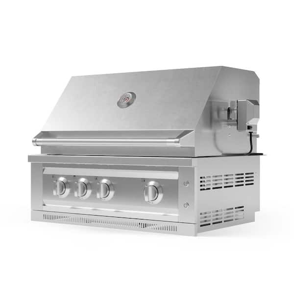 NewAge Products 33 in. Outdoor Kitchen 4-Burner Natural Gas Platinum Grill in Stainless Steel