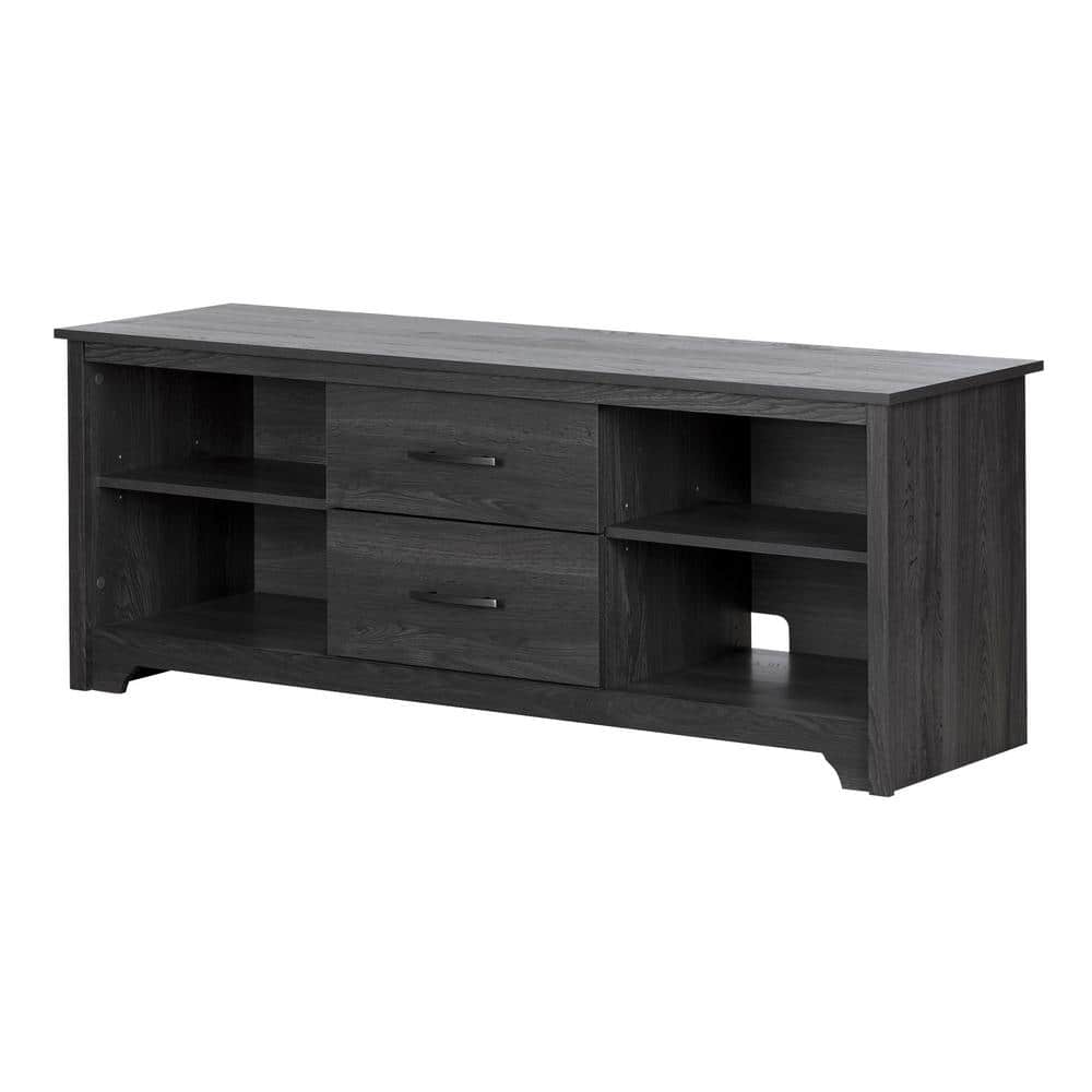 Gray Oak 60" TV Stand with Adjustable Shelves and Drawers