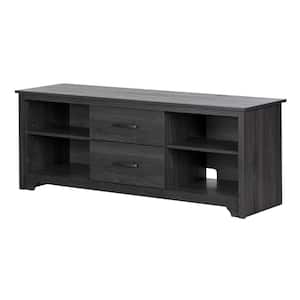 Fusion 59 in. Gray Oak Particle Board TV Stand 65 in. with Cable Management