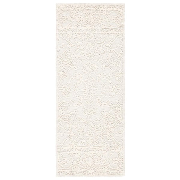 SAFAVIEH Trace Ivory 2 ft. 7 in. x 5 ft. Floral Medallion Runner Rug
