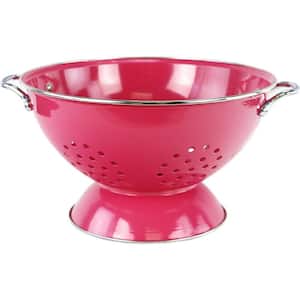5 qt. Metal Powder Coated Enameled Will Never Flake or Discolor Colander in Magenta Suitable for Both Hot and Cold Prep