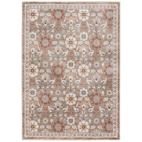 5 ft. x 7 ft. Rust/Tan Wildflower Motif Area Rug