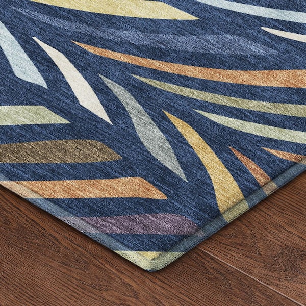 Mayfield Premium Machine Washable Abstract AMF2475 Navy 9 ft. x 12 ft. Area Rug