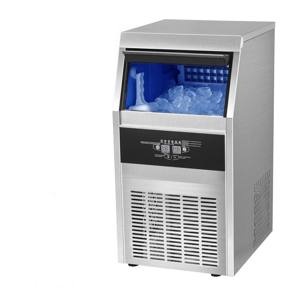 Commercial Ice Maker, 15.94 in. 90 lbs. /24 H, Silver nFreestanding Ice Machine, 45-Cubes in 12-15 Minutes, 24 lbs.
