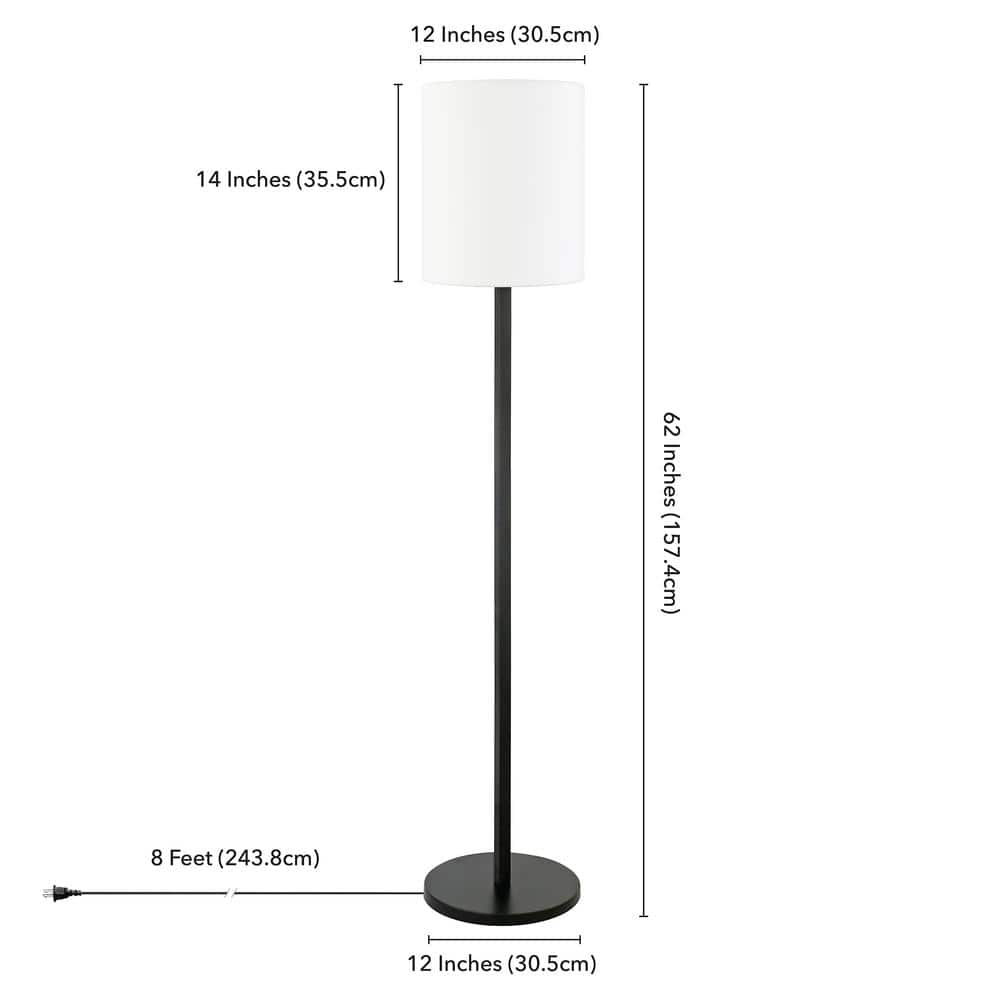 Braun 62" Blackened Bronze Floor Lamp with White Drum Shade