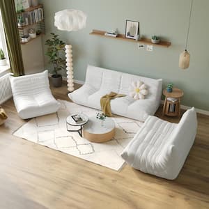 34.25 in. W Armless Teddy Velvet Modular Lazy Floor Sofa in. Beige