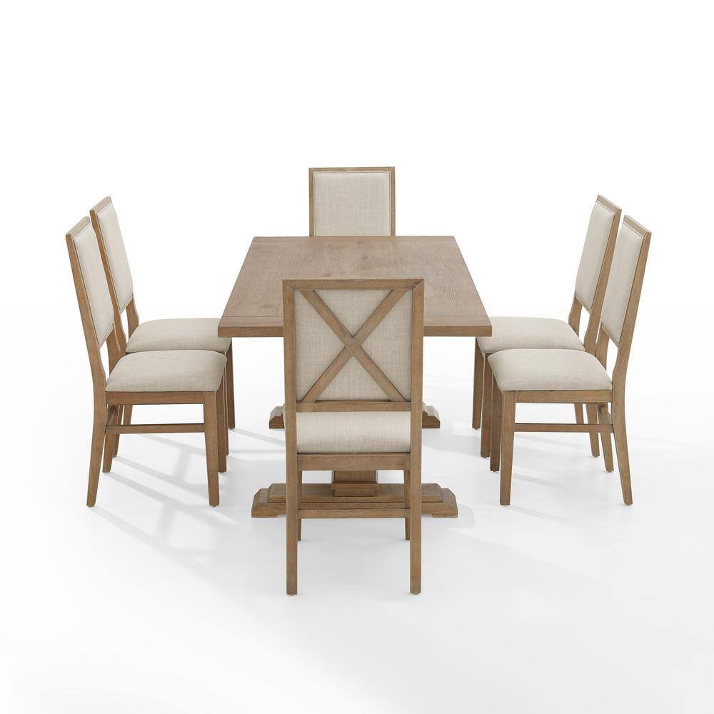 Joanna Rustic Brown 7-Piece Dining Set with Upholstered Chairs
