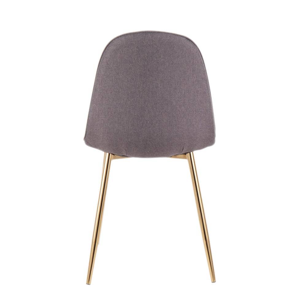 Set of 2 Gold Steel & Charcoal Fabric Contemporary Dining Chairs