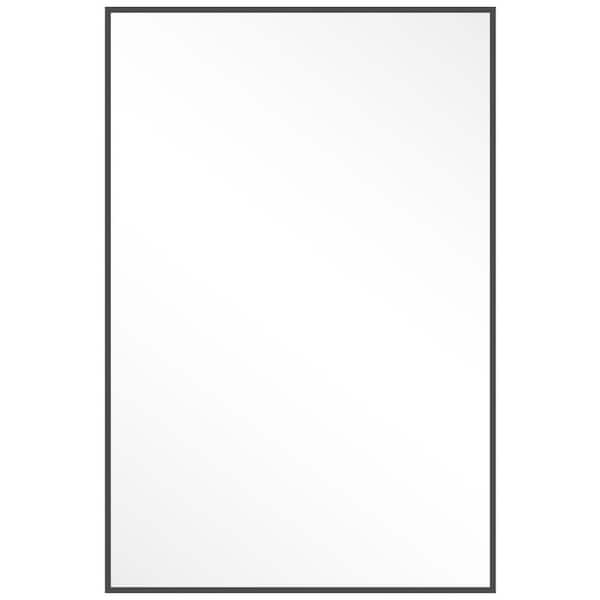 Black 28 in W x 40 in. H Modern Rectangle Aluminum Framed Decorative Wall Mirror