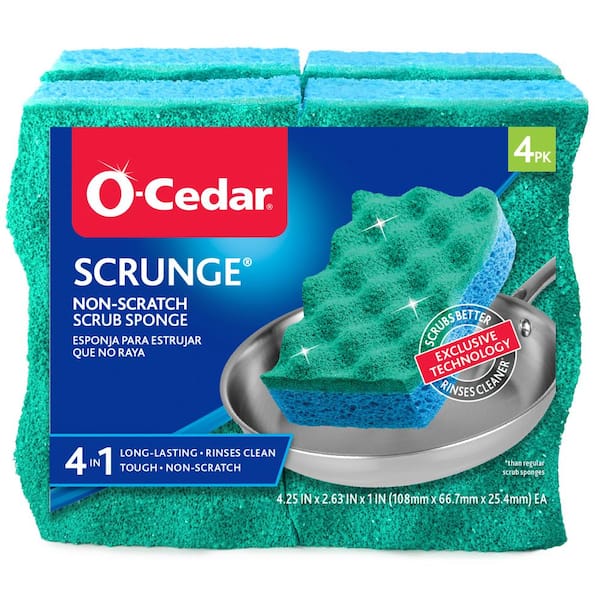 O-Cedar Scrunge Multi-Use No Scratch Sponge (4 Sponges)