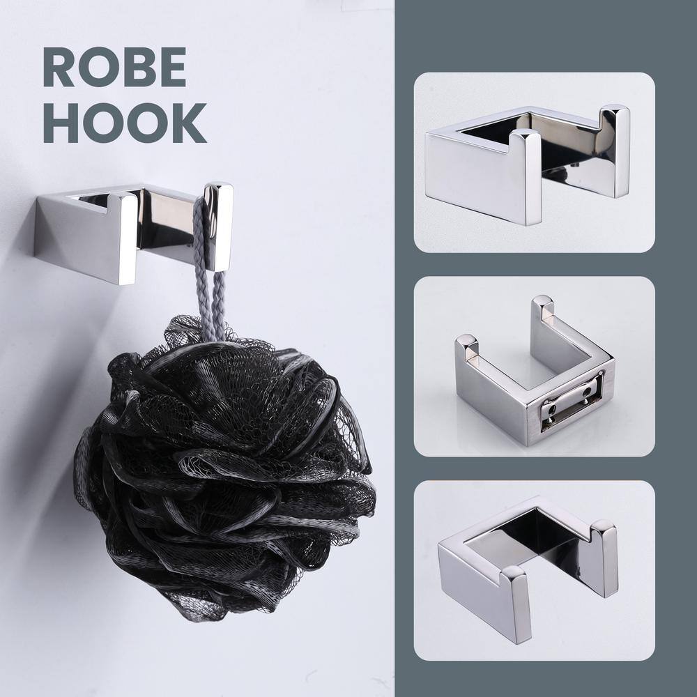 Polished Chrome 4-Piece Bathroom Hardware Set with Towel Bar