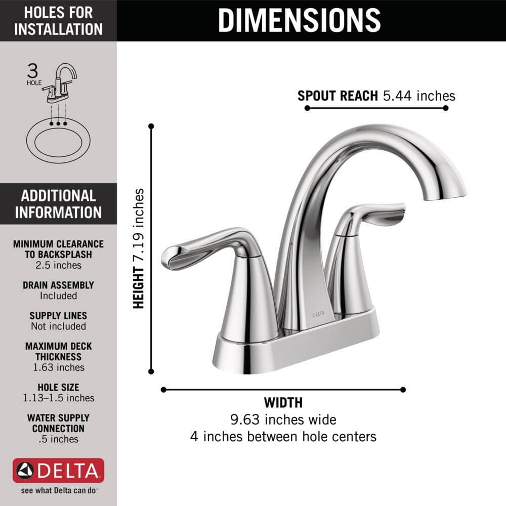 Arvo Chrome Two-Handle Centerset Bathroom Faucet