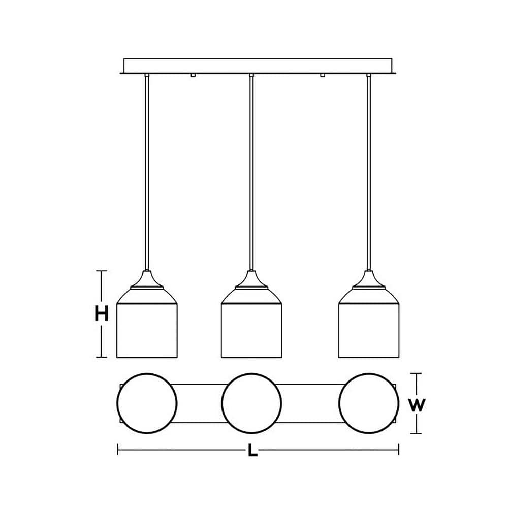 William Satin Brass 3-Light Linear Pendant with Clear Glass Shades