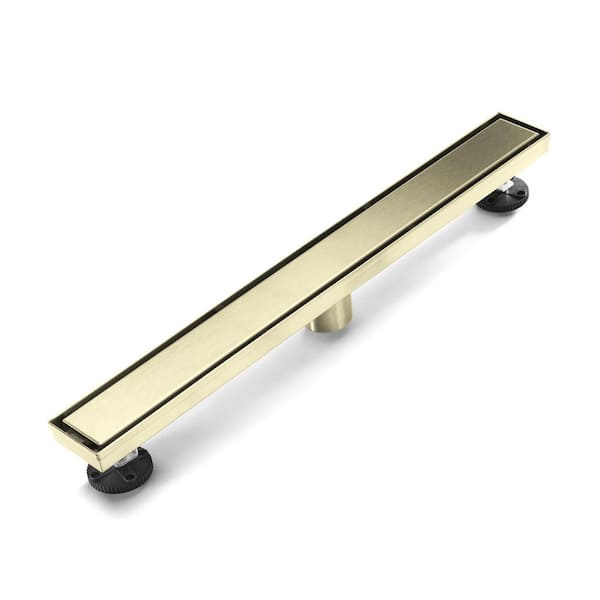 24 in. 304 Stainless Steel Linear Drain for Fast Drainage, Floor Drain for Bathroom in Brushed Gold