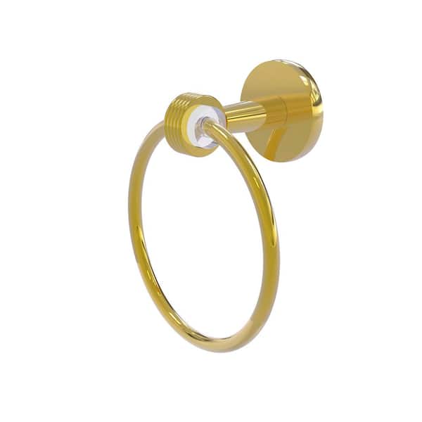 Allied Brass Clearview Collection Wall Mounted Towel Ring with Groovy Accents in Polished Brass