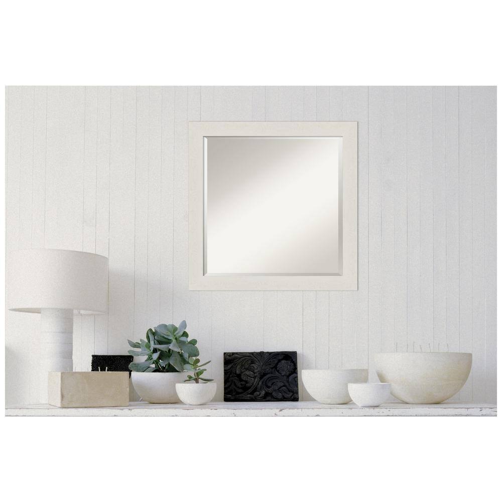 Rustic Plank White Wood Grain Bathroom Vanity Mirror