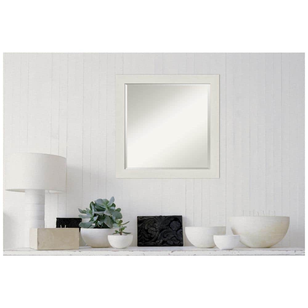 Rustic Plank White Wood Grain Bathroom Vanity Mirror