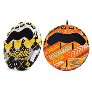 Mass Frantic 4 Rider Towable Boat Tubes in Yellow and Orange (Set of 2)