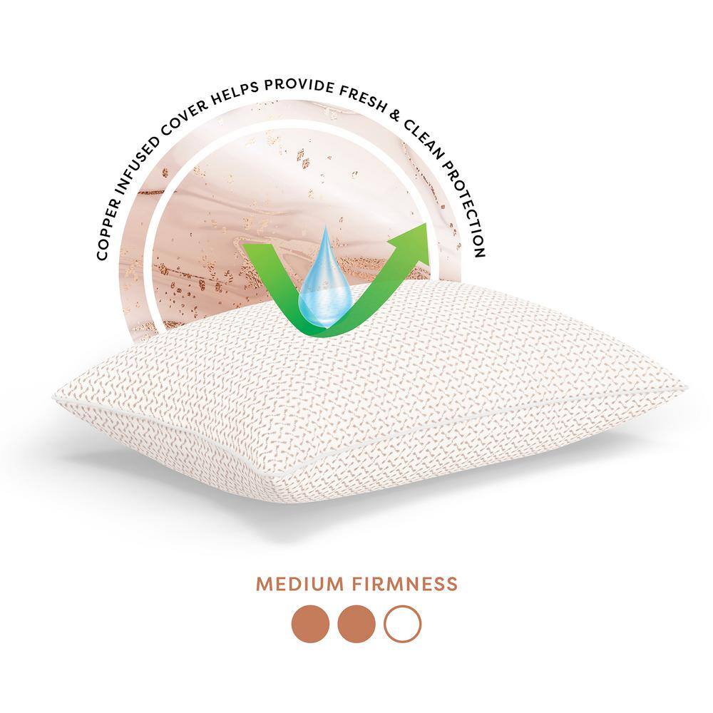 Jumbo White Memory Foam Bed Pillow with Copper Cover