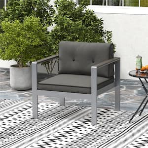 Metal Outdoor Dining Chair with Gray Cushion 1-Pack