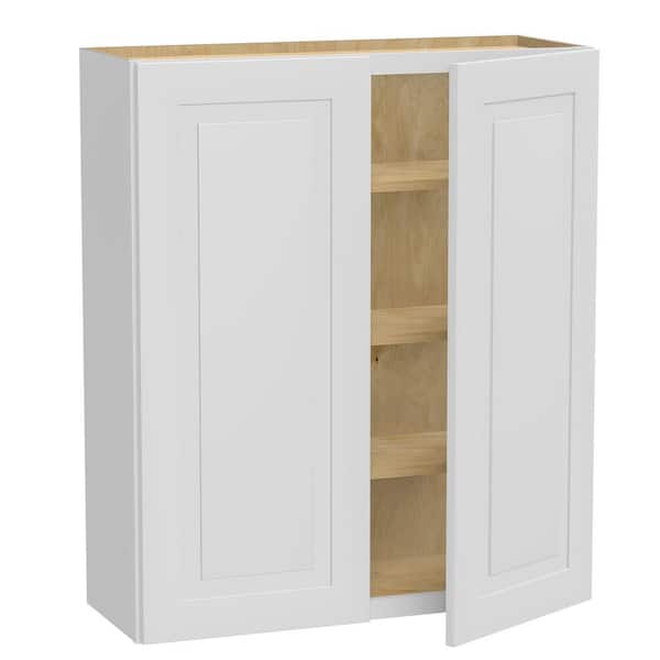 Home Decorators Collection Grayson 36 in. W x 12 in. D x 42 in. H Assembled Plywood Wall Kitchen Cabinet in Pacific White with Soft Close