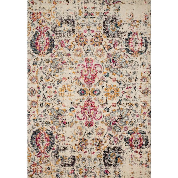 LOLOI II Nadia Ivory/Multi 3 ft. x 5 ft. Transitional 100% Polypropylene Area Rug