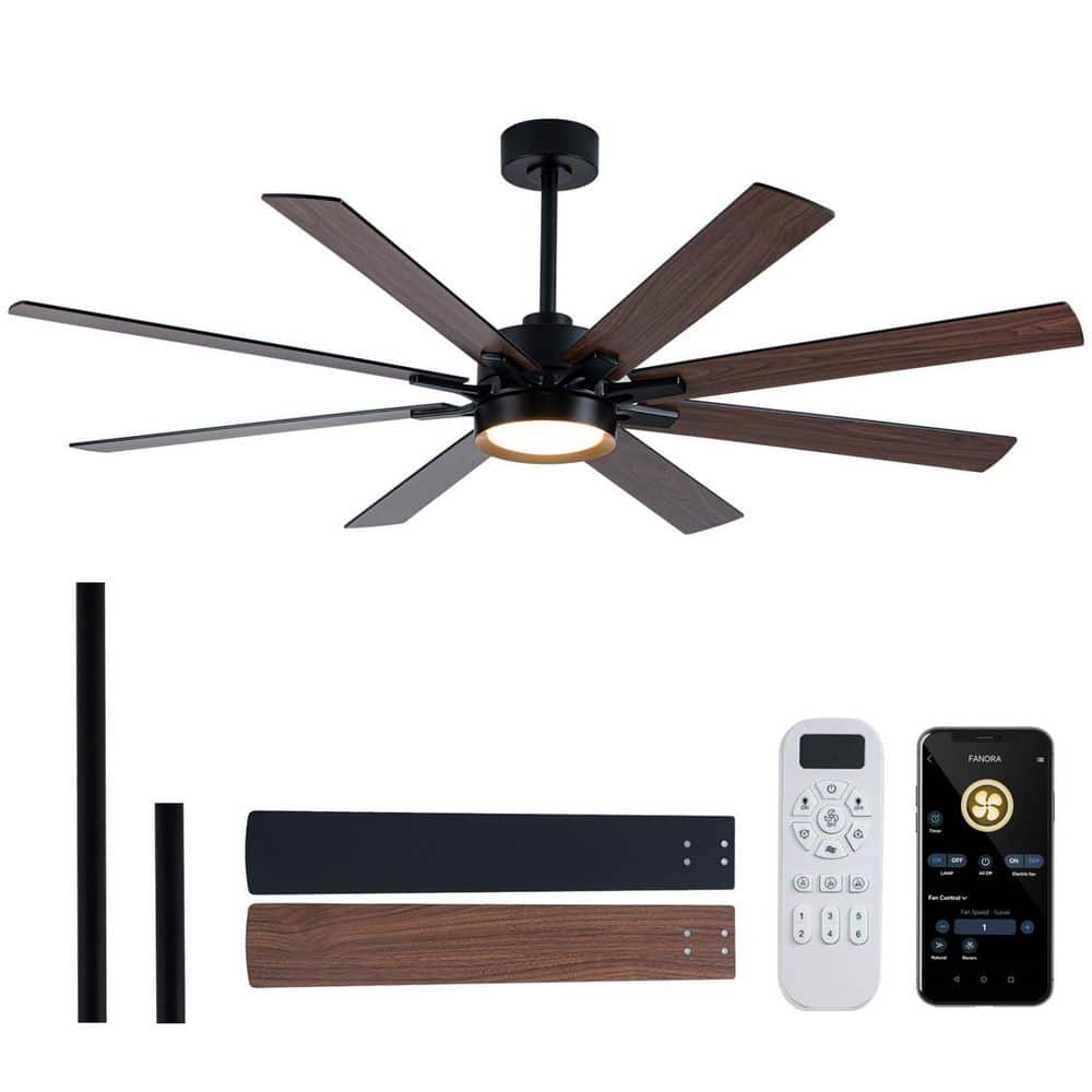 65 in. 8-Blade Black / Walnut Brown Ceiling Fan with LED Light, Remote and APP Control, Two-Toned Blade, DC Motor price history on PriceWatchPro