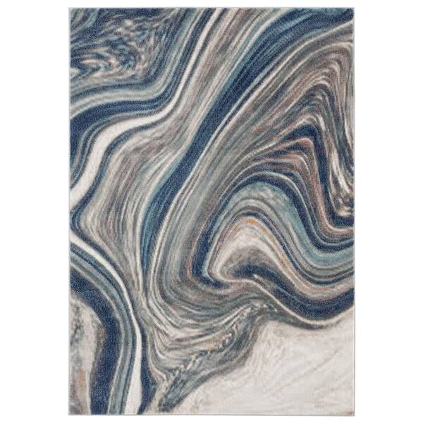 Abani Porto Blue 7 ft. 9 in. x 10 ft. 2 in. Abstract Polypropylene Area Rug