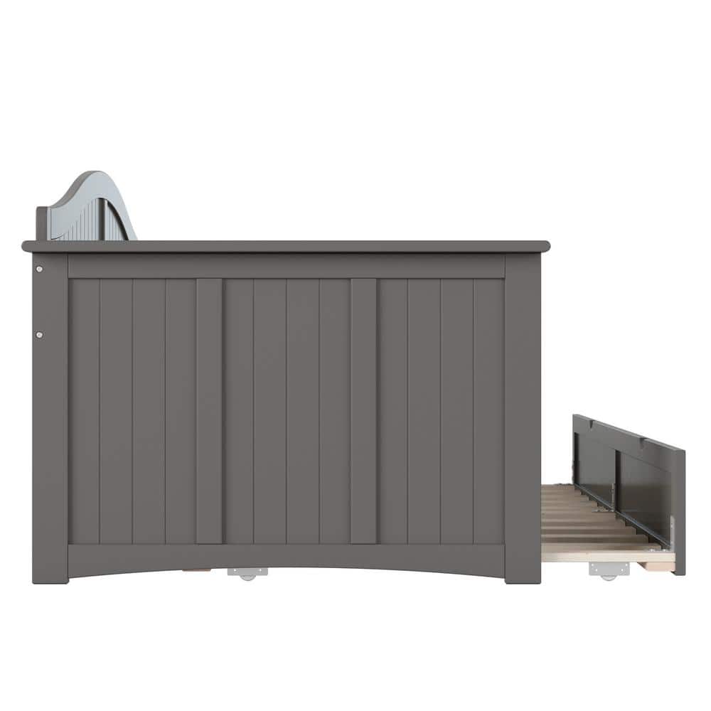 Nantucket Gray Twin Wood Daybed with Trundle and Drawer