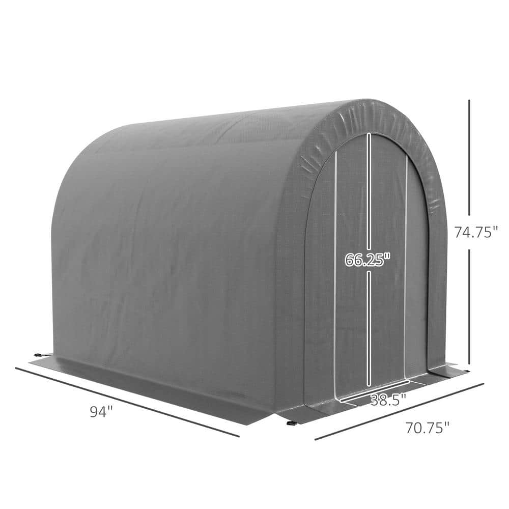 Gray 6' x 8' Portable Outdoor Storage Shed with PE Tarp