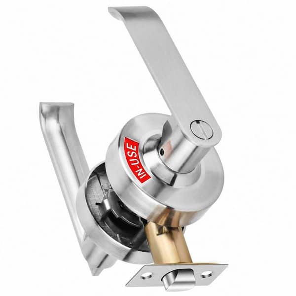 1-Piece Bathroom Indicator Privacy Door Lock, Vacant Occupied Lock with Mounting Hardware Included in Satin Chrome