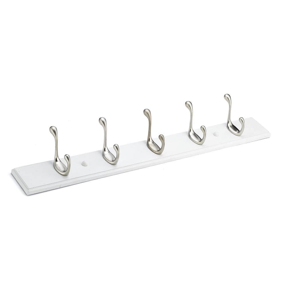 Richelieu Hardware 23-7/8 in. (605 mm) White and Brushed Nickel Utility  Hook Rack T020210195 - The Home Depot