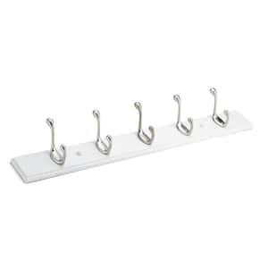 23-7/8 in. (605 mm) White and Brushed Nickel Utility Hook Rack