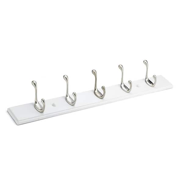 Richelieu Hardware 23-7/8 in. (605 mm) White and Brushed Nickel Utility Hook Rack
