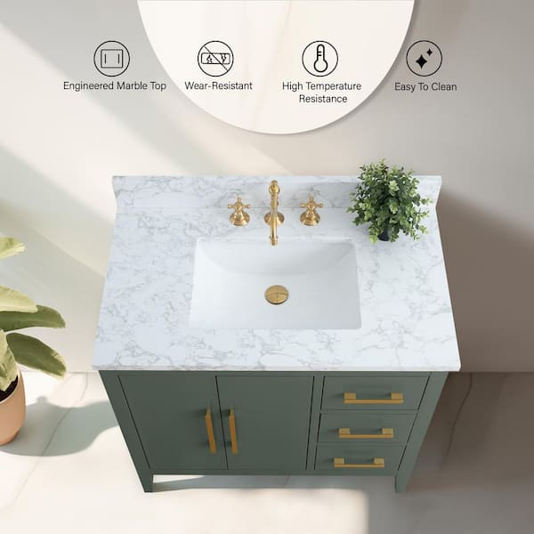 Vanity Art 36 in. W x 22 in. D x 34 in. H Single Sink